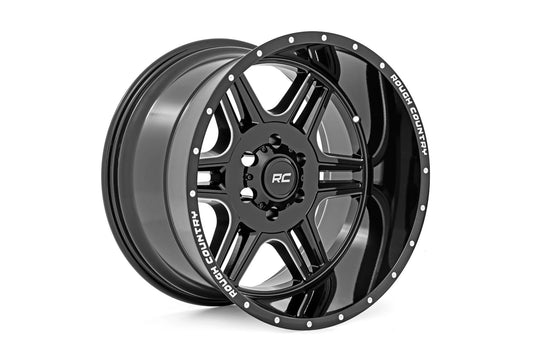 92221210 Rough Country 92 Series Wheel - Machined One-Piece - Gloss Black - 22x12 - 8x6.5 - -44mm Rough Country Canada