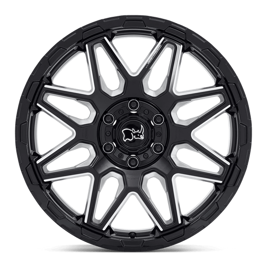 2012SKW-45127B71 - Black Rhino Shockwave 20X12 5X127 -44 mm Gloss Black With Milled Spokes - Black Rhino Wheels Canada