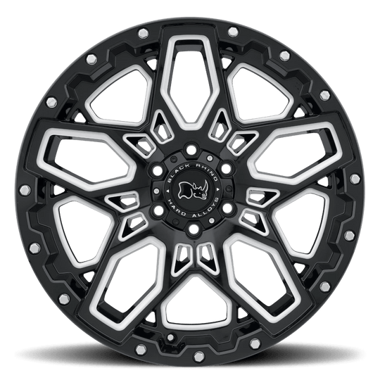 1795SHR126135B87 - Black Rhino Shrapnel 17X9.5 6X135  12mm Gloss Black W/ Milled Spokes - Black Rhino Wheels Canada