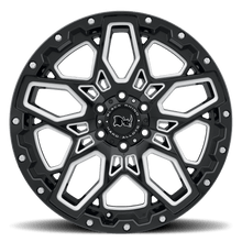 Charger l'image dans la galerie, 1895SHR-85127B71 - Black Rhino Shrapnel 18X9.5 5X127 -18 mm Gloss Black W/ Milled Spokes - Black Rhino Wheels Canada