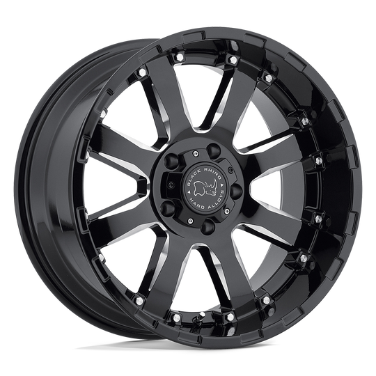 2210SRA-35127B71 - Black Rhino Sierra 22X10 5X127 -23 mm Gloss Black W/ Milled Spokes - Black Rhino Wheels Canada