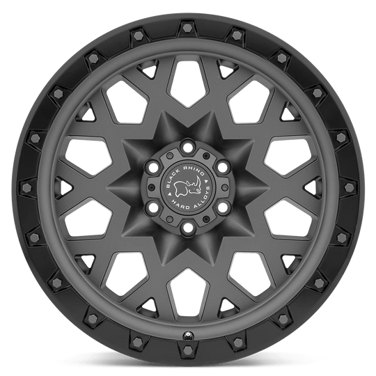 1795SPK-85127G71 - Black Rhino Sprocket 17X9.5 5X127 -18 mm Matte Gunmetal W/ Black Ring - Black Rhino Wheels Canada