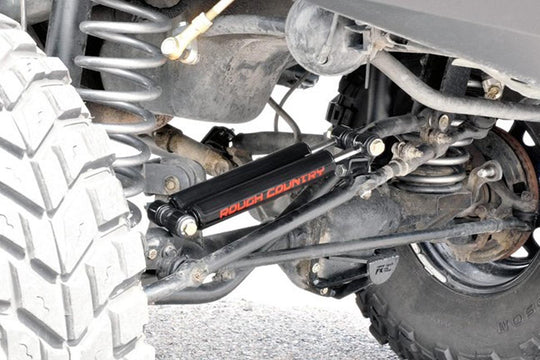 87308 Dual Steering Stabilizer - 2.5-6.5 Inch Lift - Jeep Cherokee XJ/Comanche MJ/Wrangler TJ Rough Country Canada