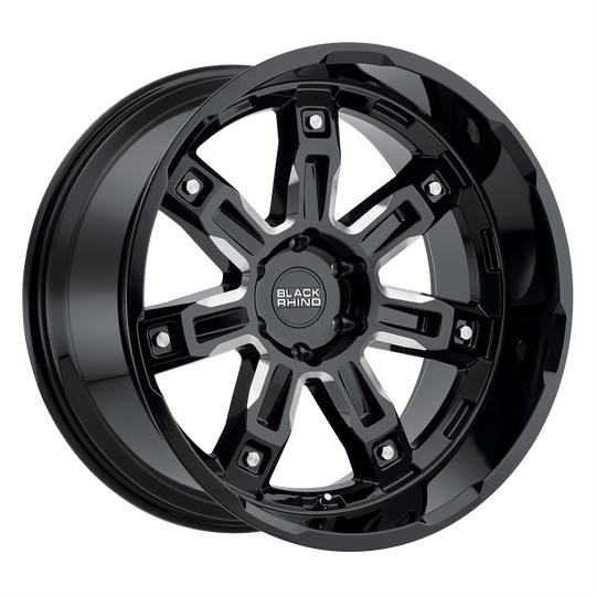1895LKR126135B87 - Black Rhino Locker 18X9.5 6X135  12mm Gloss Black W/ Milled Spokes - Black Rhino Wheels Canada