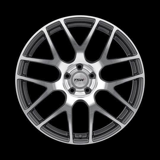 1885NUR325112S72 - TSW Nurburgring 18X8.5 5X112  32mm Gunmetal W/ Mirror Cut Face - TSW Wheels Canada