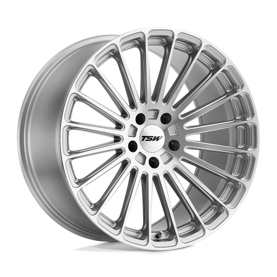 1885TUR325112S72 - TSW Turbina 18X8.5 5X112  32mm Titanium Silver W/ Mirror Cut Face - TSW Wheels Canada