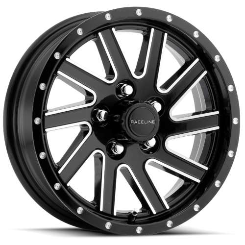 821M-66080 - Raceline 821M Twisted 16X6 8X165.1 0mm Gloss Black with Milled Spoke Edges - Raceline Wheels Canada