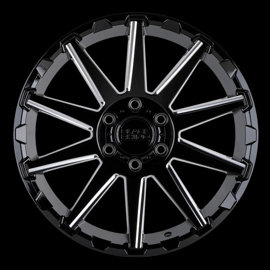 1895TYN-85127B71 - Black Rhino Typhoon 18X9.5 5X127 -18 mm Gloss Black W/ Milled Spokes - Black Rhino Wheels Canada