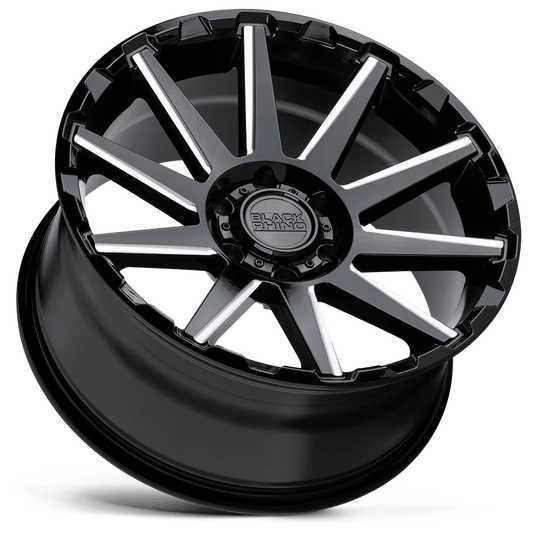 1795TYN-85127B71 - Black Rhino Typhoon 17X9.5 5X127 -18 mm Gloss Black W/ Milled Spokes - Black Rhino Wheels Canada