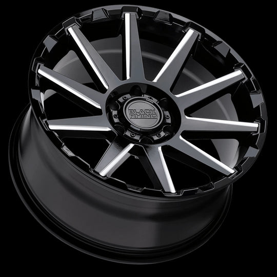 1895TYN-85127B71 - Black Rhino Typhoon 18X9.5 5X127 -18 mm Gloss Black W/ Milled Spokes - Black Rhino Wheels Canada