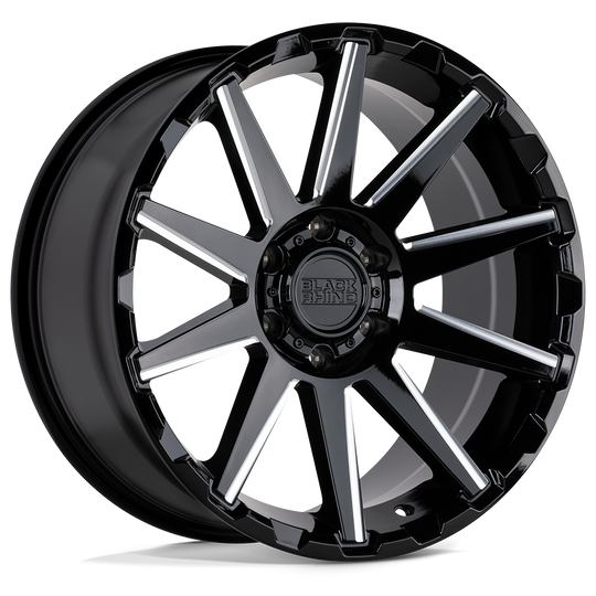 1895TYN025140B78 - Black Rhino Typhoon 18X9.5 5X139.7  2mm Gloss Black W/ Milled Spokes - Black Rhino Wheels Canada