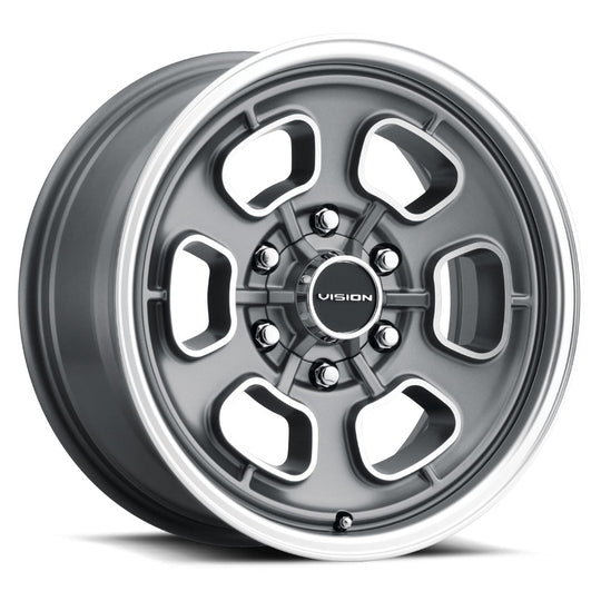 148-7884SGMF19 - Vision 148 Shift 17X8 6X139.7 19mm Satin Grey Machined Face Lip - Vision Wheels Canada