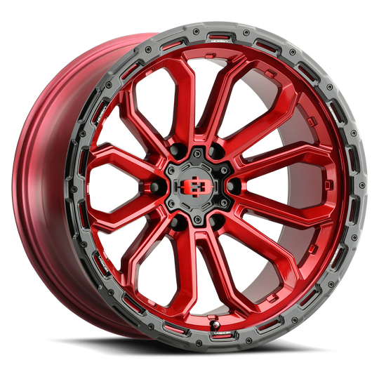 405-6883GRGBL0 - Vision 405 Korupt 16X8 6X139.7 0mm Gloss Red with Gloss Black Lip - Vision Wheels Canada