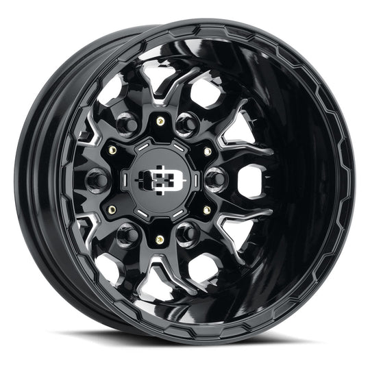 410-6678GBMS-130 - Vision 410 Korupt 16X6 6X180 -130mm Gloss Black Milled Spoke - Vision Wheels Canada