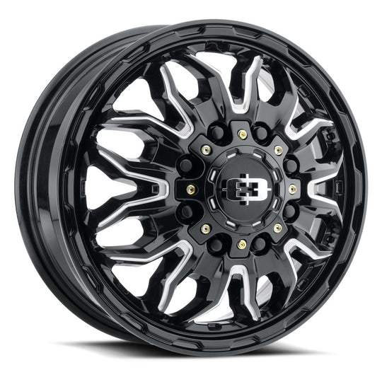 410-7681GBMSF - Vision 410 Korupt 17X6.5 8X165.1 121.35mm Gloss Black Milled Spoke - Vision Wheels Canada