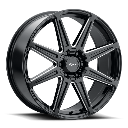 ROC 285-5009-35 GBM - Voxx Road Wheels Rocca 20X8.50 5X127 / 5X139.7 ET 35mm Gloss Black Milled - Voxx Road Wheels Wheels Canada