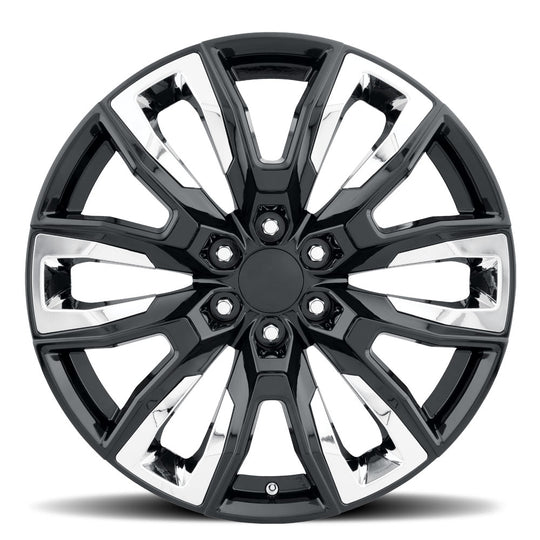 DN4 229-6139-28 GB - Voxx Replica DN4 22X9 6X139.7 ET 28mm Gloss Black With Chrome Inserts - Voxx Replica Wheels Canada