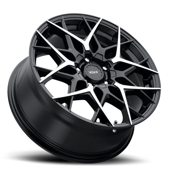 PAS 880-5003-45 GBMF - Voxx Road Wheels Paso 18X8 5X112 / 5X120 ET 45mm Gloss Black with Machined Face - Voxx Road Wheels Wheels Canada