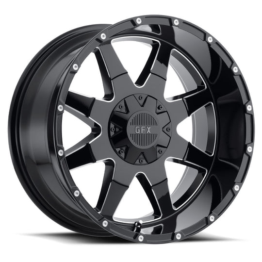 T12 290-8180-12 GBM - G-FX Series TR12 20X9 8X180 ET 12mm Gloss Black Milled - G-FX Series Wheels Canada