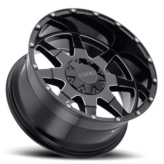 T12 790-6009-12 GBM - G-FX Series TR12 17X9 6X135 / 6X139.7 ET 12mm Gloss Black Milled - G-FX Series Wheels Canada