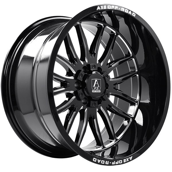 AXE5011 - AXE Wheels Hades 20X9.5 6x135 15mm Gloss Black - Milled Edge - AXE Wheels Wheels Canada