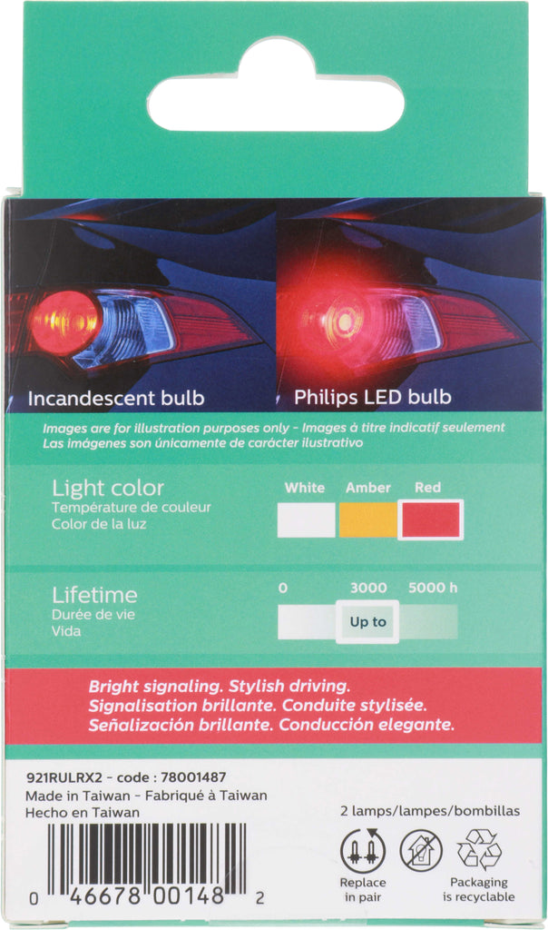 921RLED Philips Ultinon LED 921RLED - Ultinon LED - Red Philips Bulbs