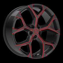 Load image into Gallery viewer, X0588550835GBMLR - Xcess X05 5 Flake 18X8.5 5X108 35mm Gloss Black Candy Red Milled - Xcess Wheels Canada