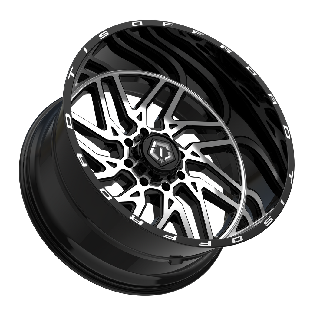 544MB-2100819 - TIS Offroad 544MB 20X10 5X127 / 5X135 -19 Gloss Black Machined Face with Milled Lip Logo - TIS Offroad Wheels Canada