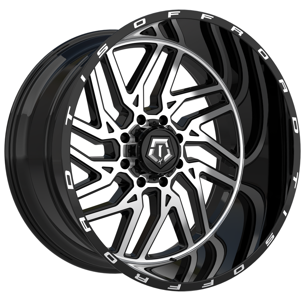 544MB-2120844 - TIS Offroad 544MB 20X12 5X127 / 5X135 -44 Gloss Black Machined Face with Milled Lip Logo - TIS Offroad Wheels Canada