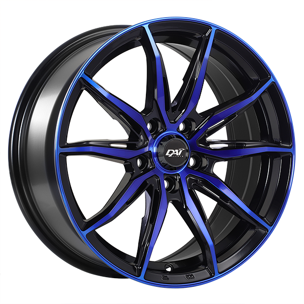 DW11515002 - DAI Wheels Frantic 15X6.5 4x100 38mm Gloss Black - Machined Face - Blue Face - DAI Wheels Wheels Canada