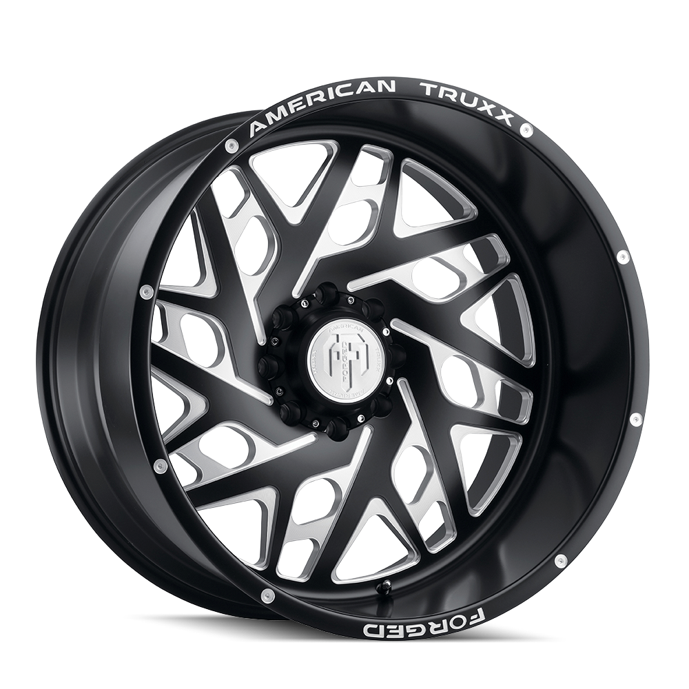 ATF1909-24483-76M - American Truxx Forged Aries 24X14 6X139.7 -76mm Matte Black With Milled - American Truxx Wheels Canada