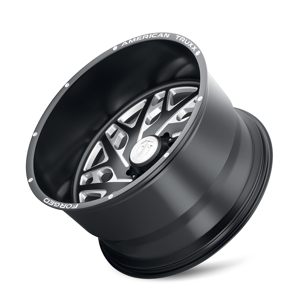 ATF1909-24483-76M - American Truxx Forged Aries 24X14 6X139.7 -76mm Matte Black With Milled - American Truxx Wheels Canada