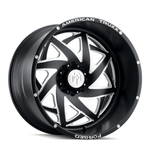 Load image into Gallery viewer, ATF1910-24481-76M - American Truxx Forged Kronos 24X14 8X165.1 -76mm Matte Black With Milled - American Truxx Wheels Canada