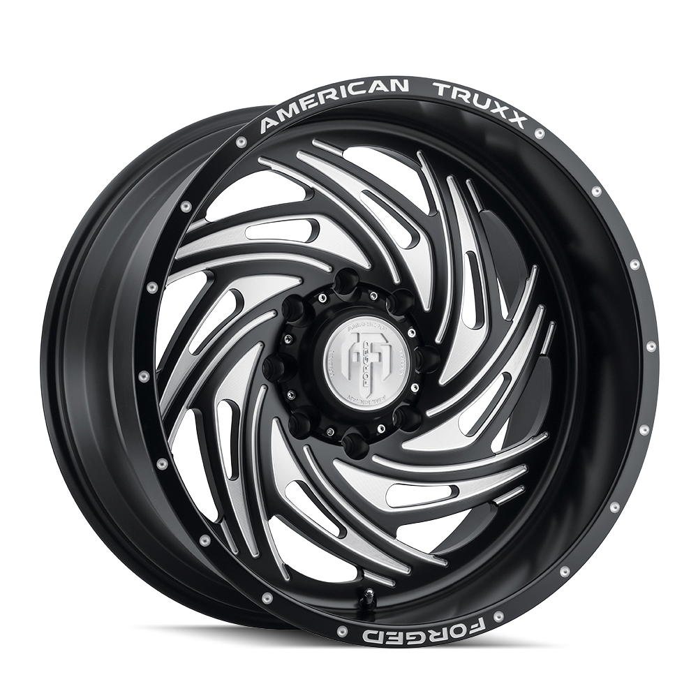 ATF1911-22270-44M - American Truxx Forged Twisted 22X12 8X170 -44mm Matte Black With Milled - American Truxx Wheels Canada