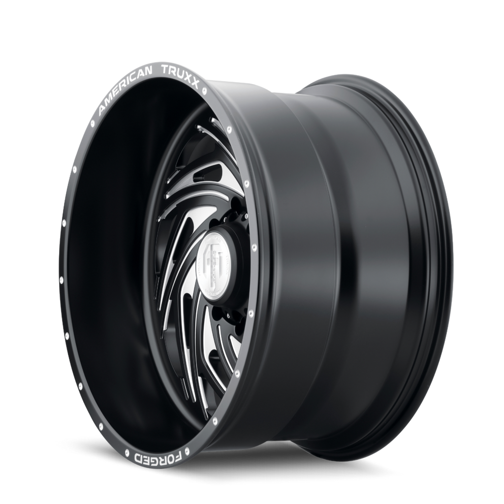 ATF1911-22281-44M - American Truxx Forged Twisted 22X12 8X165.1 -44mm Matte Black With Milled - American Truxx Wheels Canada