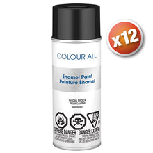 Load image into Gallery viewer, B46050507Q12 Colour All Acrylic Enamel Gloss Black Spray Paint 12 Units Per Case Atlas Auto Accessories
