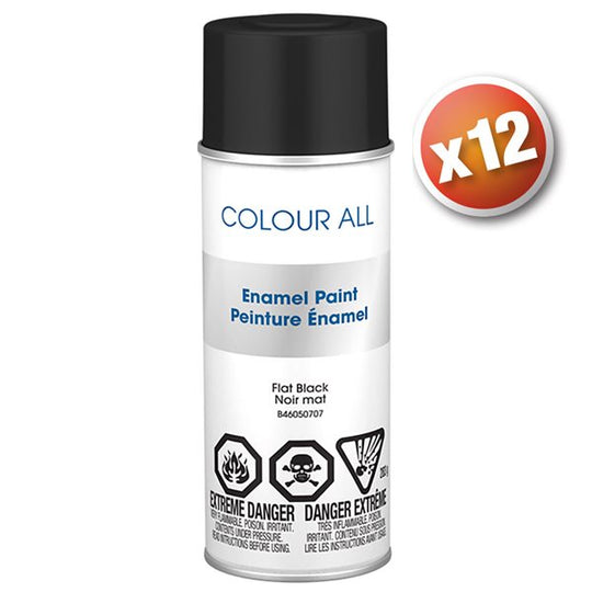 B46050707Q12 Colour All Acrylic Enamel Flat Black Spray Paint 12 Units Per Case Atlas Auto Accessories