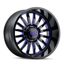 Load image into Gallery viewer, 9110-2936BTB - Cali Off-Road Summit 20X9 6X135 0mm Gloss Black With Blue Milled Spokes - Cali Off-Road Wheels Canada
