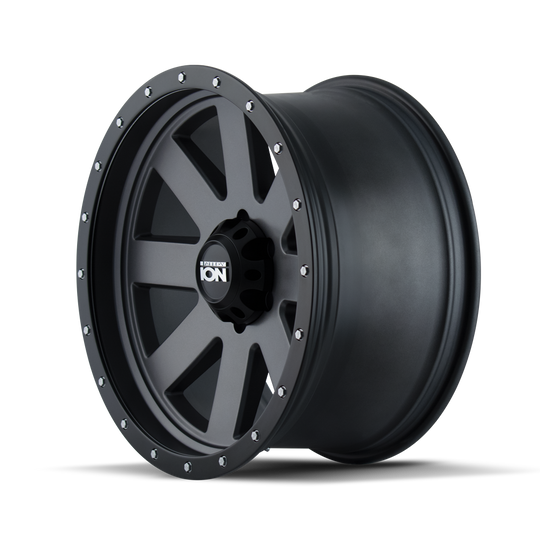 134-2983MG18 - ION Alloy 134 20X9 6X139.7 18mm Matte Gunmetal With Black Beadlock - Ion Alloy Wheels Canada