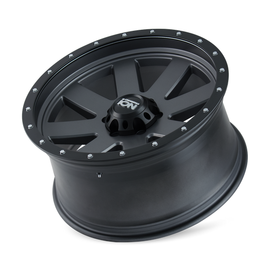 134-8932MG - ION Alloy 134 18X9 6X120 18mm Matte Gunmetal With Black Beadlock - Ion Alloy Wheels Canada