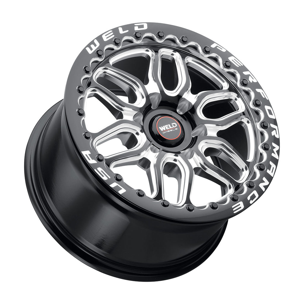 S90371181P36 - WELD Street Performance Laguna 6 Beadlock 17X11 6X127 +36MM Gloss Black Milled & Diamond Lip - WELD Street Performance Wheels Canada
