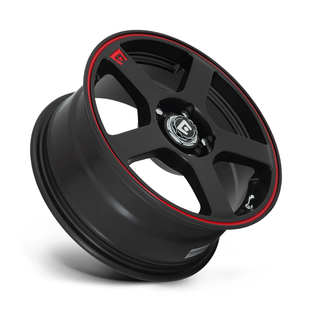 MR11656508740 - Motegi MR116 FS5 15X6.5 4X100 4X108 40mm Matte Black Red Racing Stripe - DGQL Wheels Canada