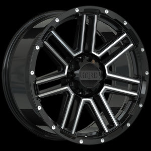 RUF771801-Ruffino Hard Mystic 18X9 6x139.7 +15 Gloss Black w Milled Edges-Ruffino Hard Wheels Canada