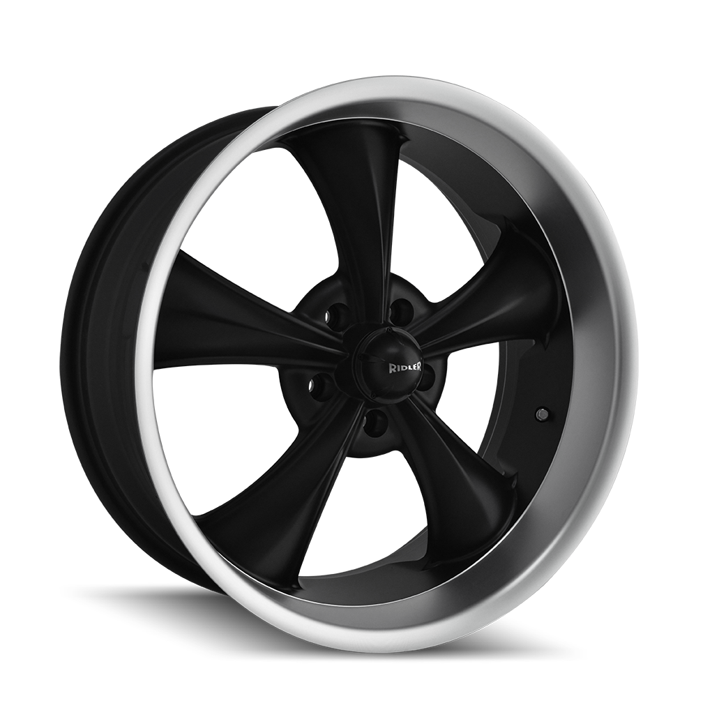 695-7861MB - Ridler 695 17X8 5X120.65 0mm Matte Black And Machined Lip - Ridler Wheels Canada
