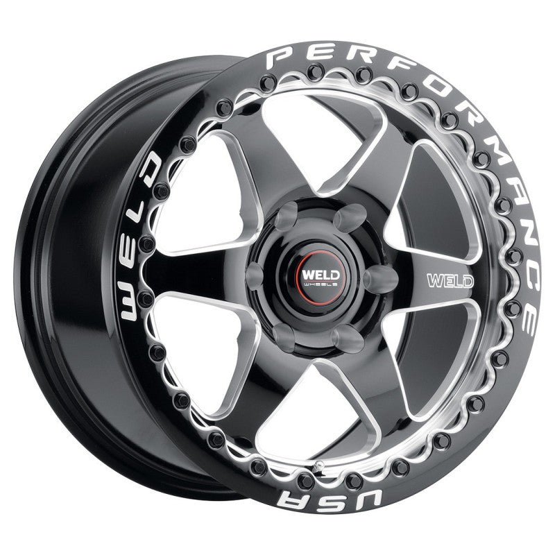 S90979581P35 - WELD Street Performance Ventura 6 Beadlock 17X9.5 6X127 +35MM Gloss Black Milled & Diamond Lip - WELD Street Performance Wheels Canada