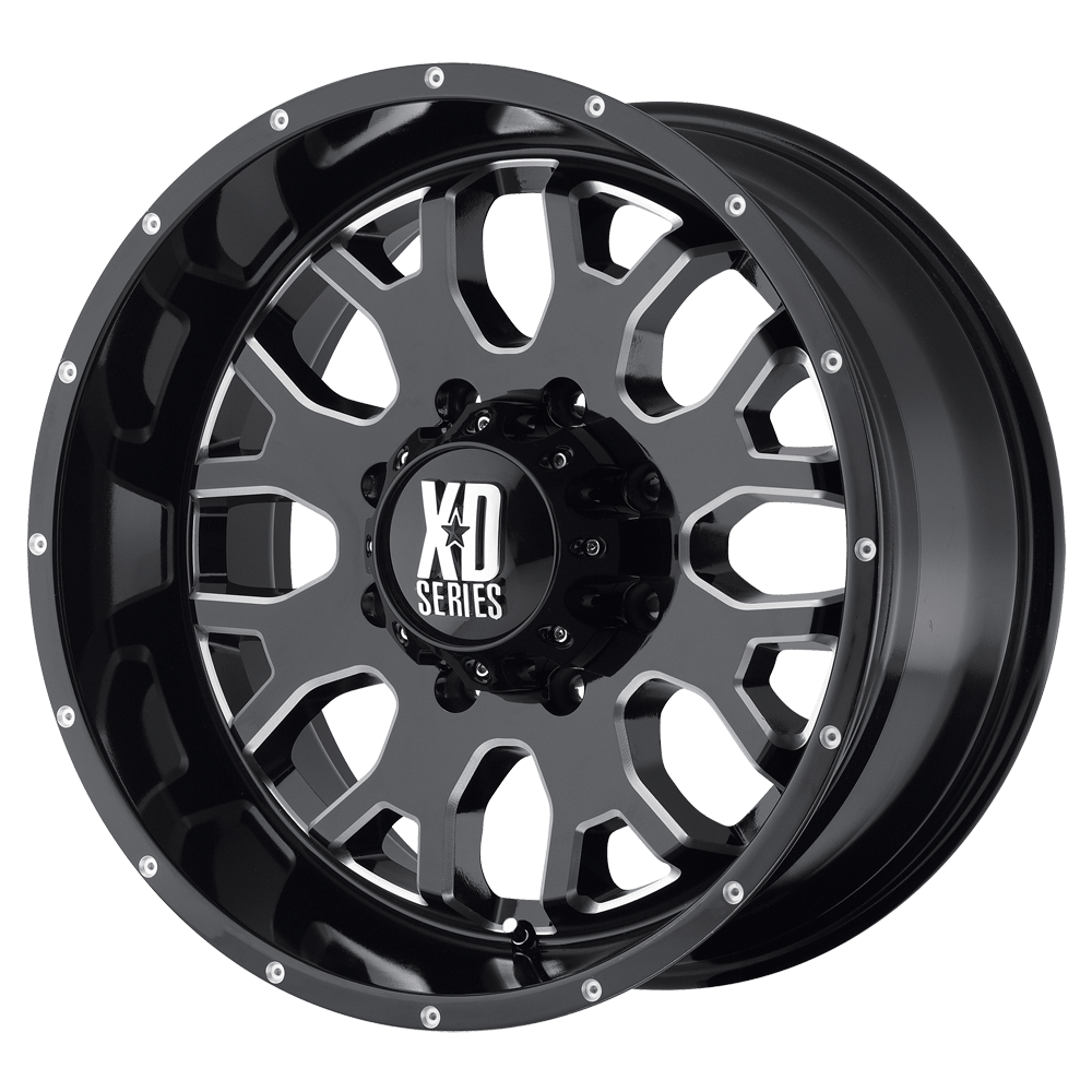 XD80879063300 - XD XD808 Menace 17X9 6X135  0mm Gloss Black With Milled Accents - DLHW Wheels Canada