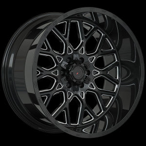 XR92204-Forged Wheels XR109 22X12 8x180 -44 Gloss Black w Milled Edges-Forged Wheels Canada